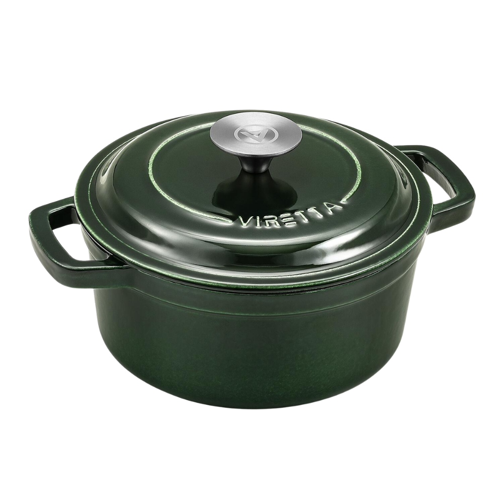 Emaljeret støbejernsgryde, Ø20 cm - Mosgrøn