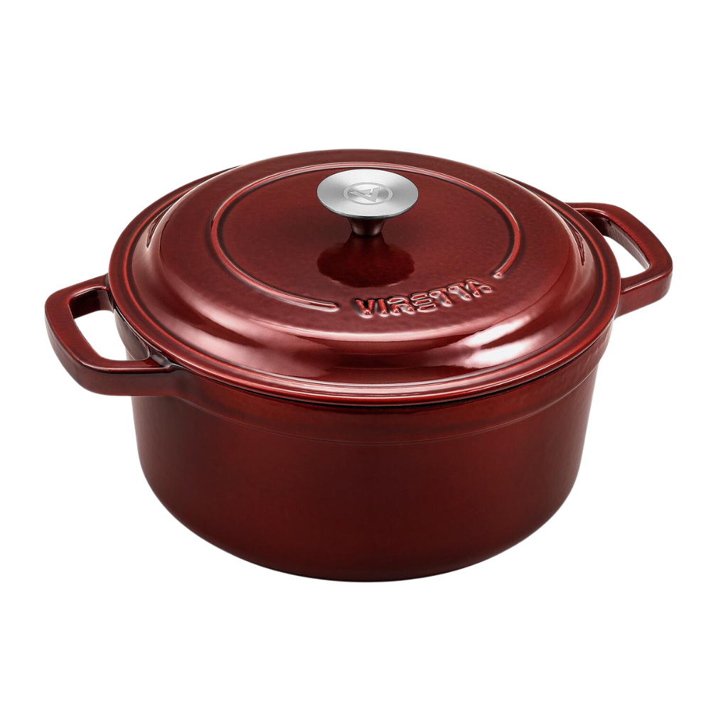 Emaljeret støbejernsgryde, Ø26 cm - Ribsrød