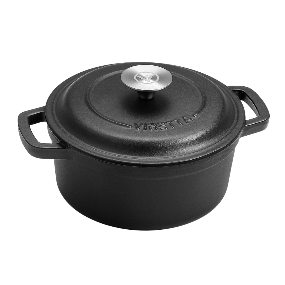 Emaljeret støbejernsgryde, Ø20 cm - Skifersort