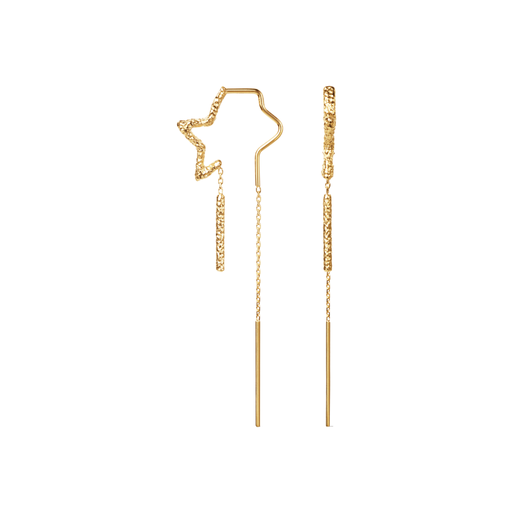 Star Sparkly hængeøreringe – forgyldt