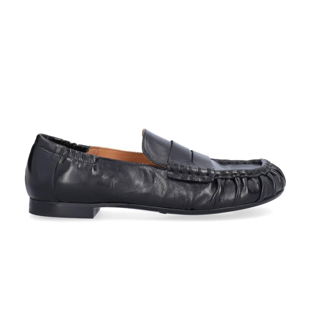 B1361 Loafers med rynker - Black calf 80