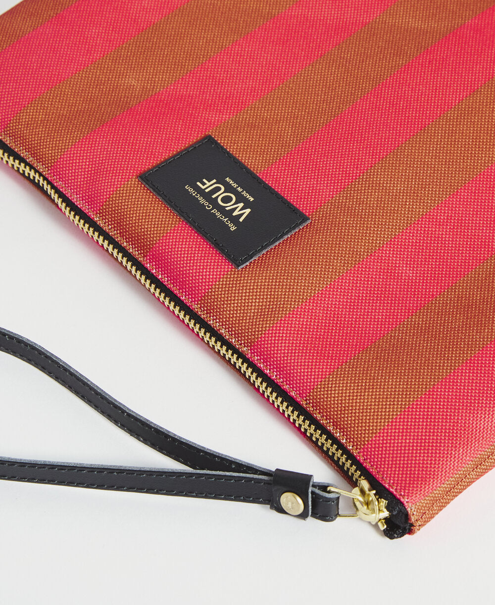Pat clutch, XL - Pink/Brown