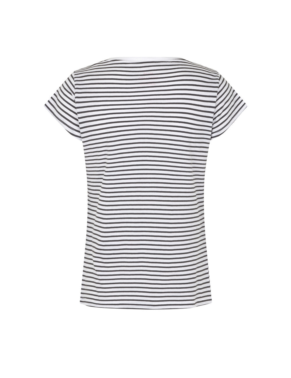 Organic Jersey Stripe Teasy T-shirt - Asphalt/brilliant white