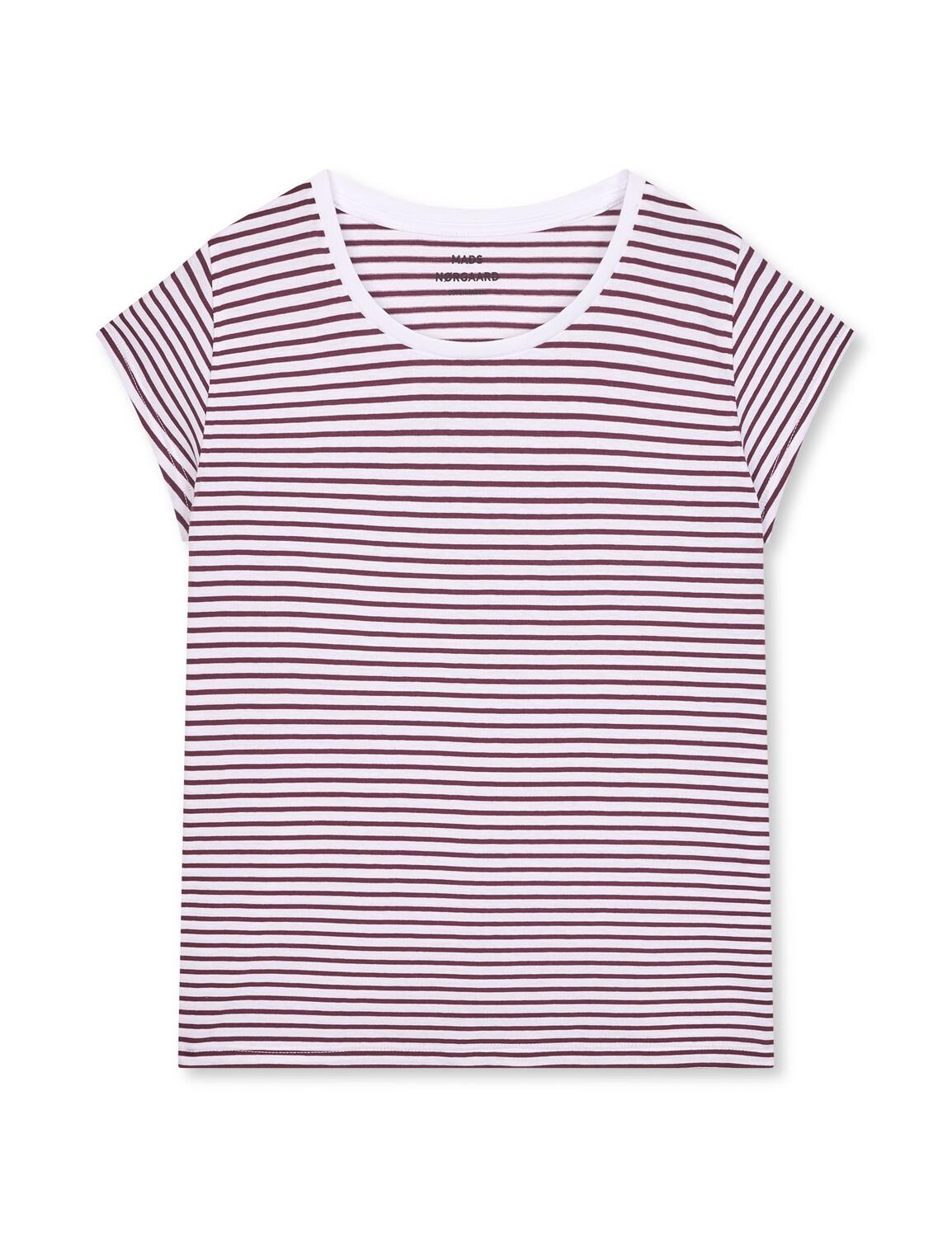 Fine Jersey Stripe Teasy T-shirt - Brilliant White/Winetasting
