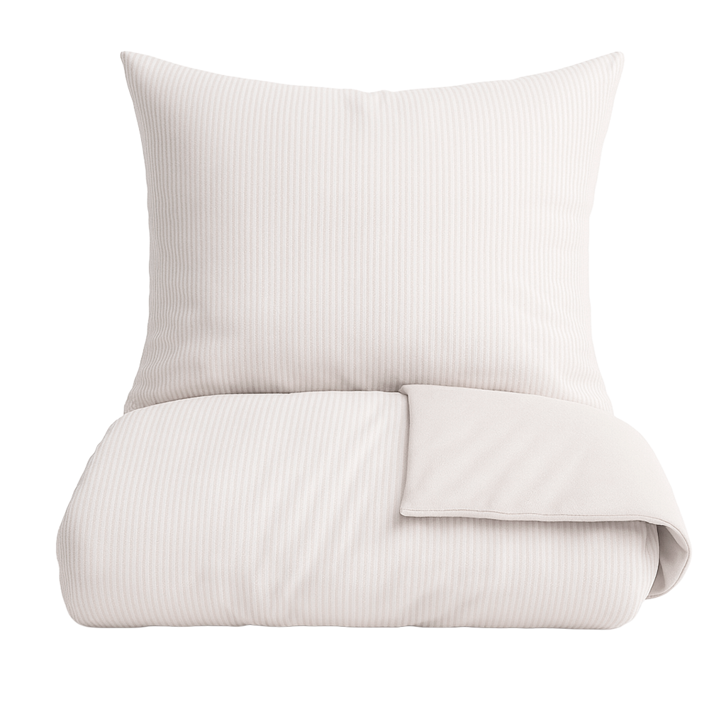 Mini Strib sengetøj - sand/hvid