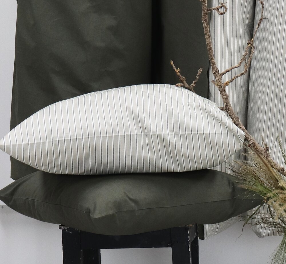Percale sengetøj, 140x220 cm - Olive
