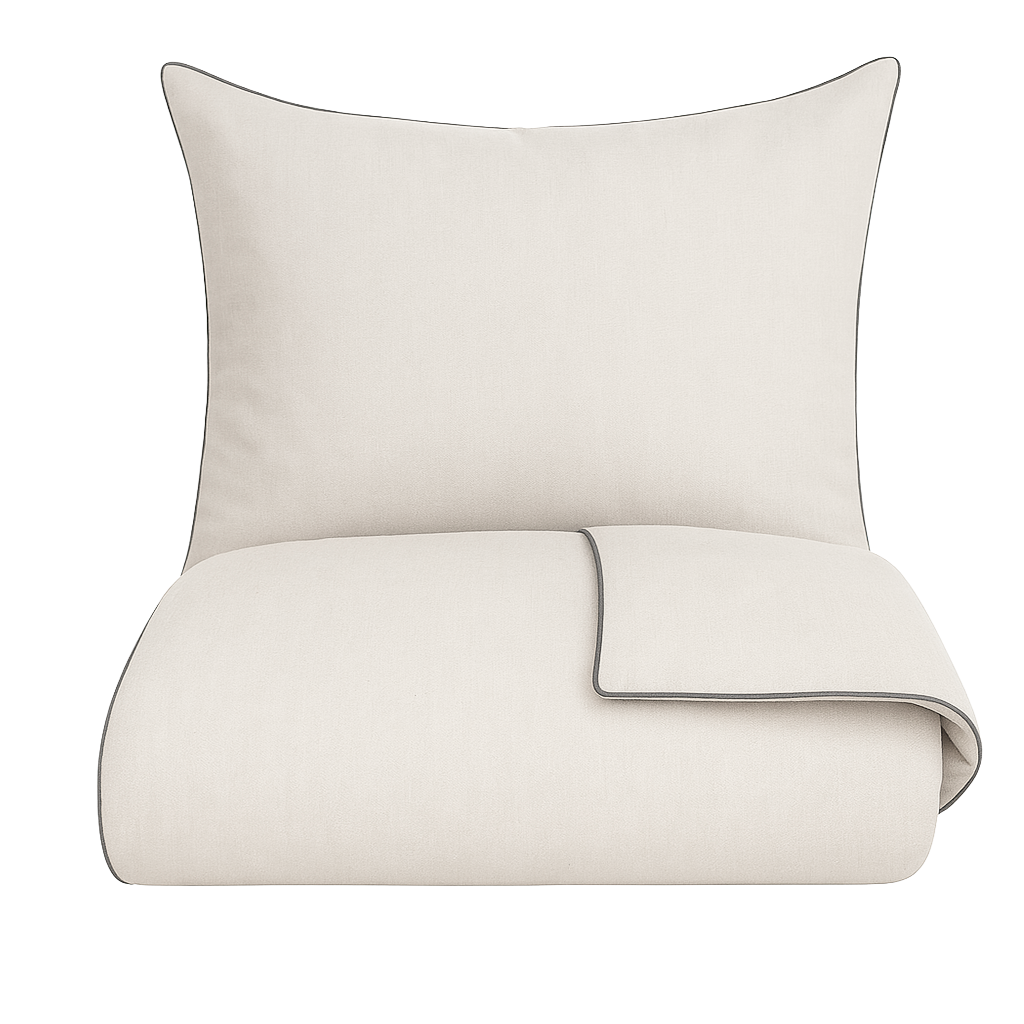 Chambre sengetøj med Piping - Sand/oliven piping