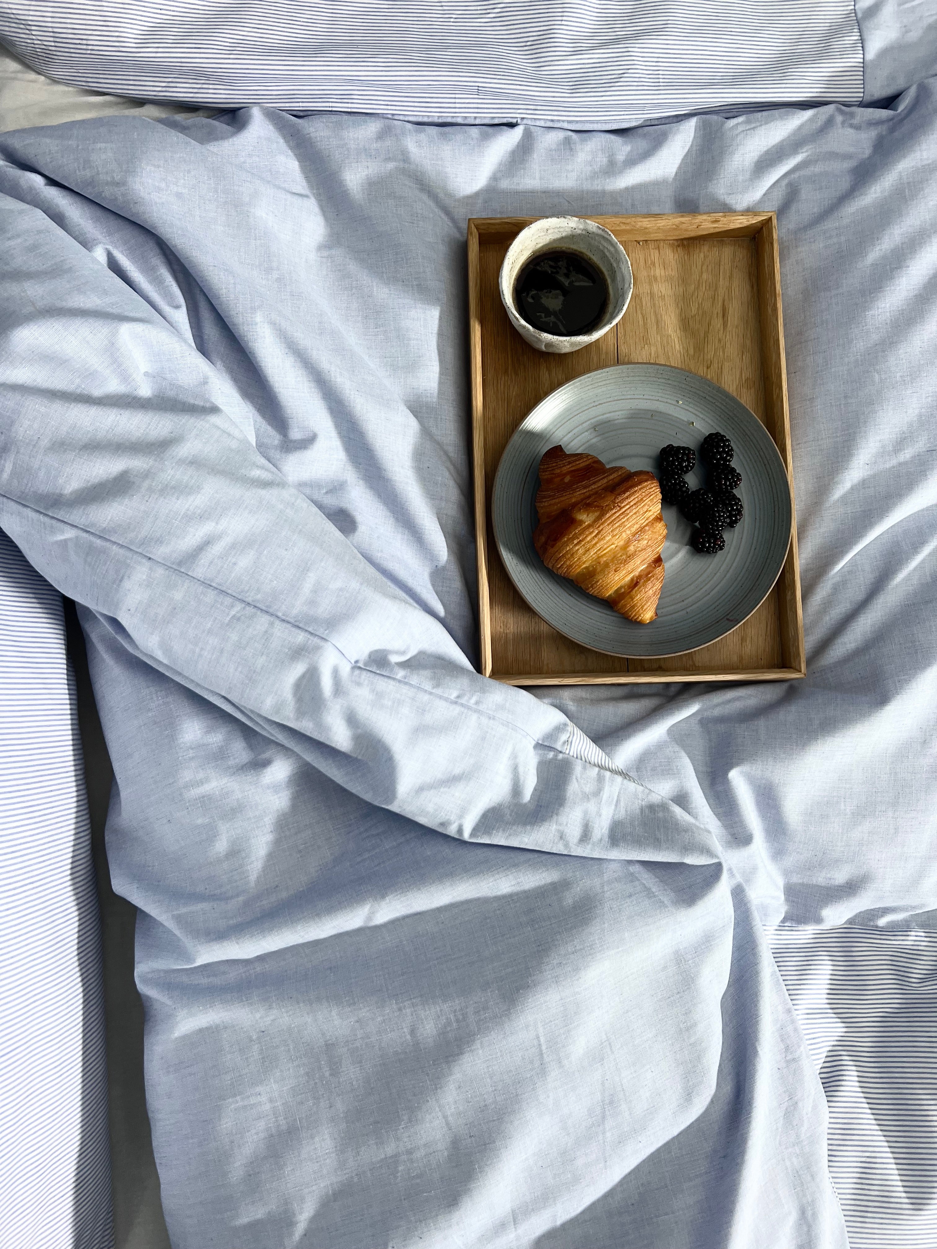 Mini Strib Patchwork sengetøj - blå