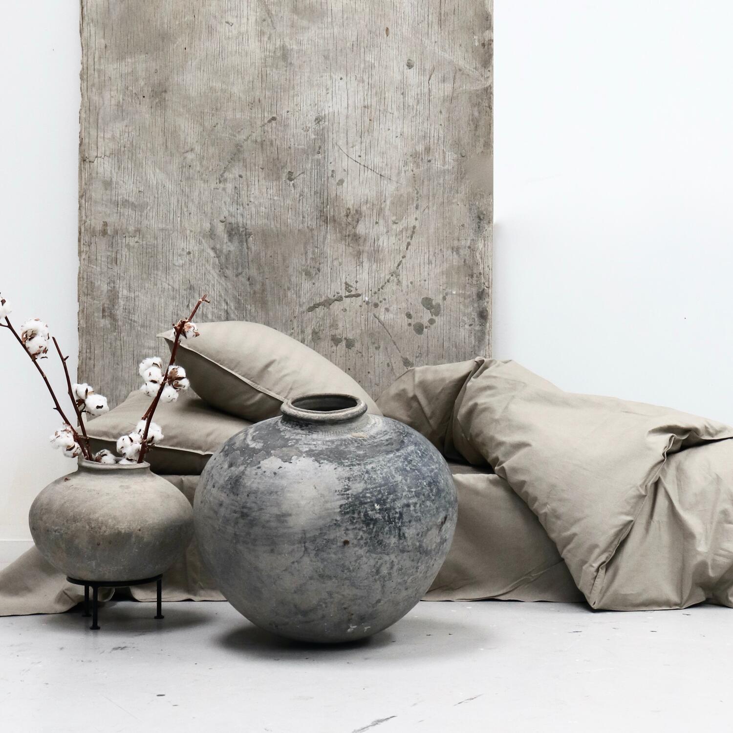 Percale sengetøj, 140x220 cm - Mud