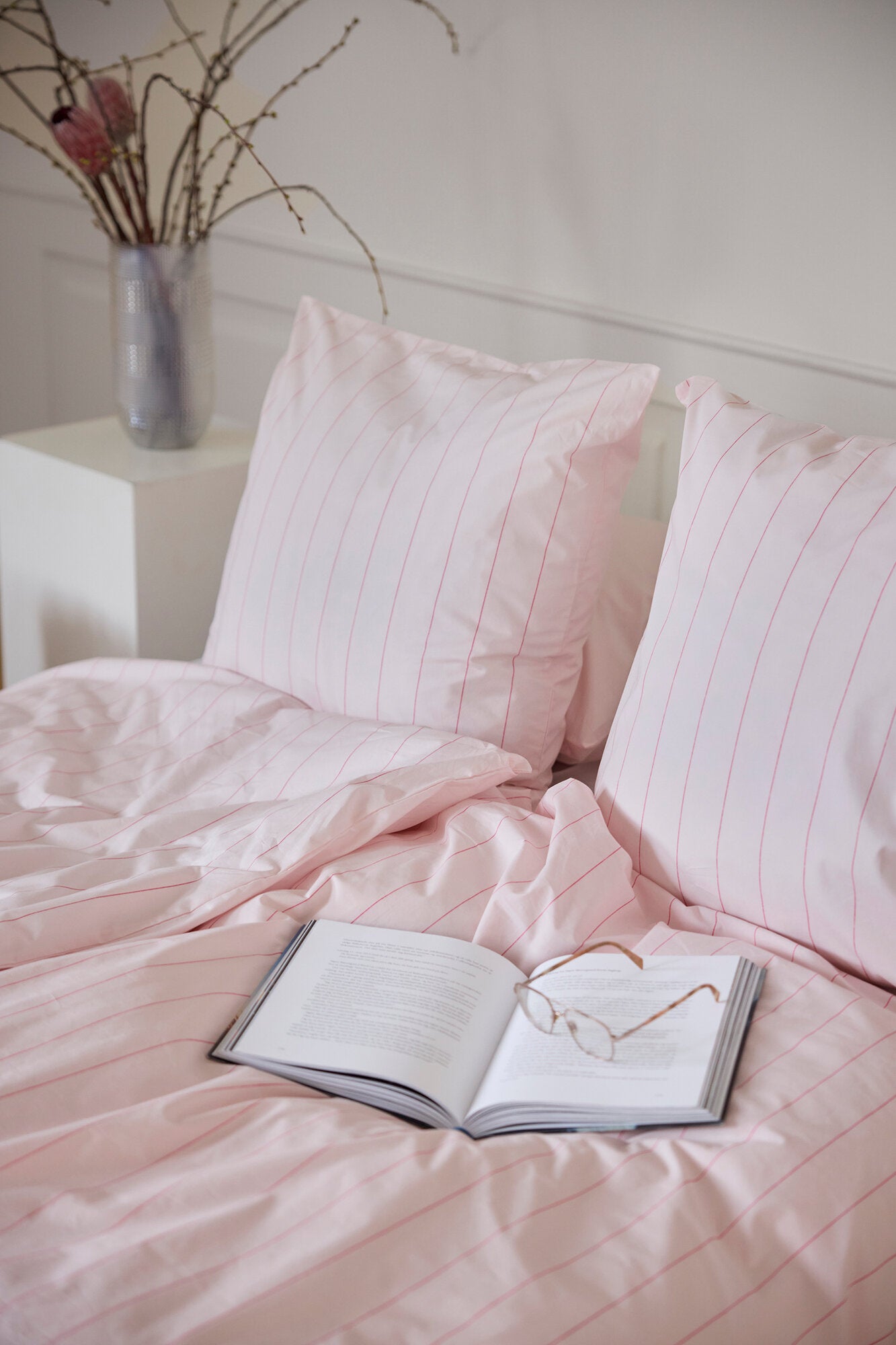 Needle stripe sengesæt – Rosa