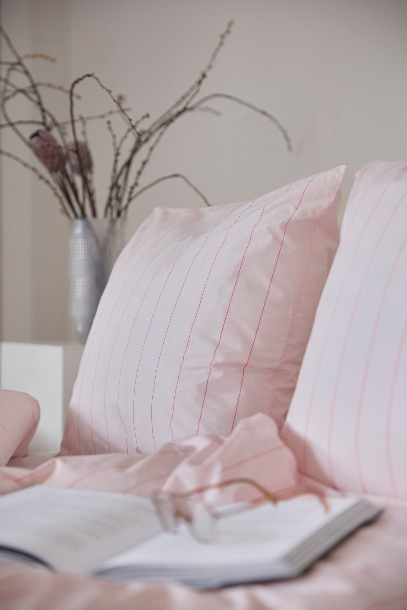 Needle stripe sengesæt – Rosa