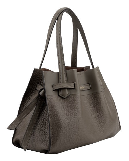 Blossom lædertaske, mellem – Taupe