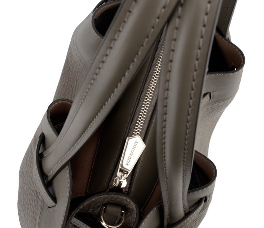 Blossom lædertaske, mellem – Taupe