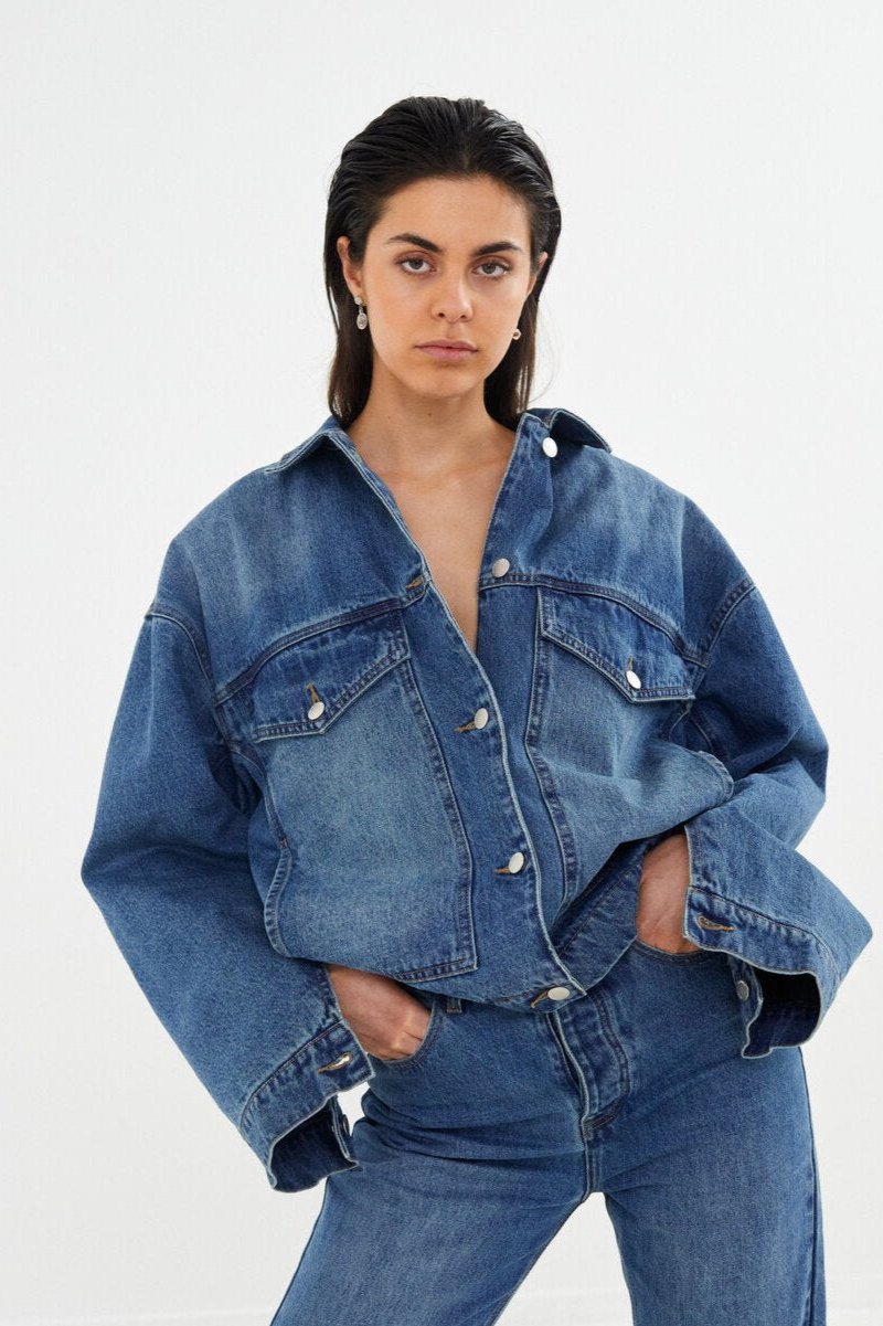 Hellelou Denim jakken - Washed indigo