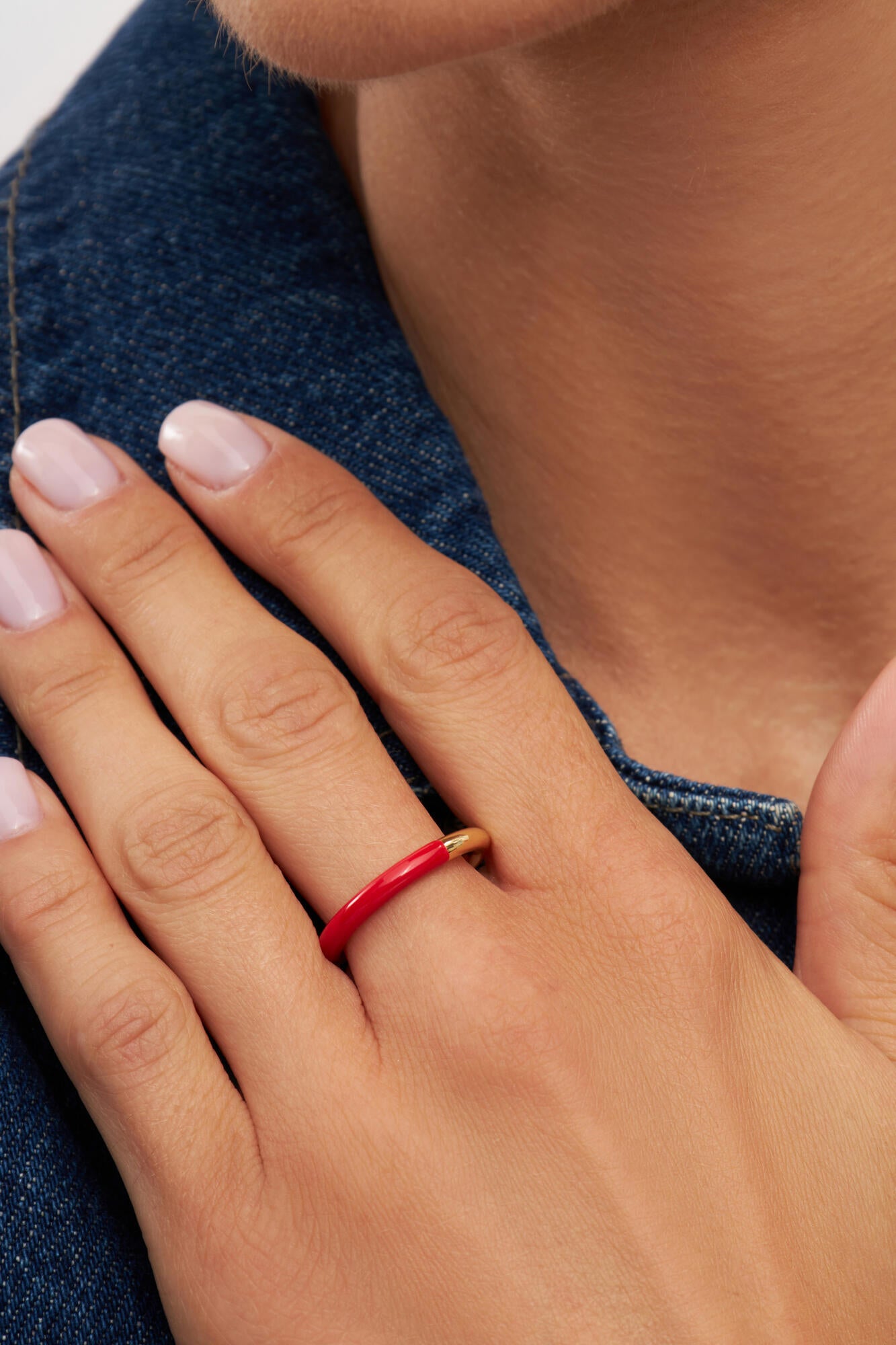 Double Color ring - forgyldt/Passion Red