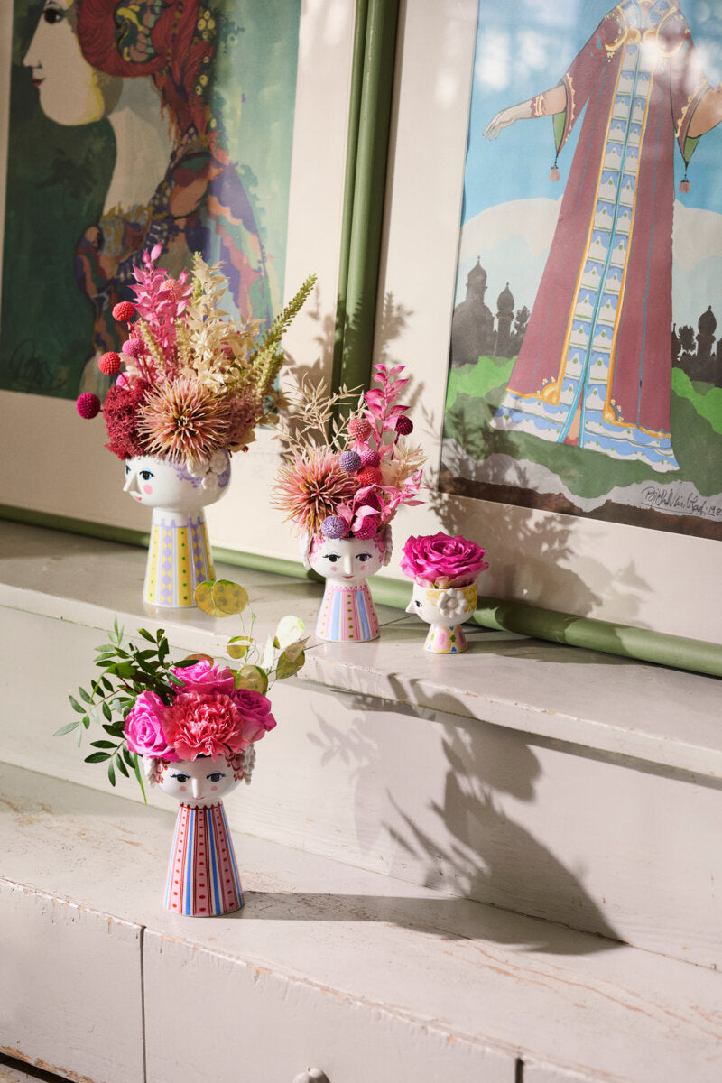 Eva Lysestage, støvet rød - H14 cm.