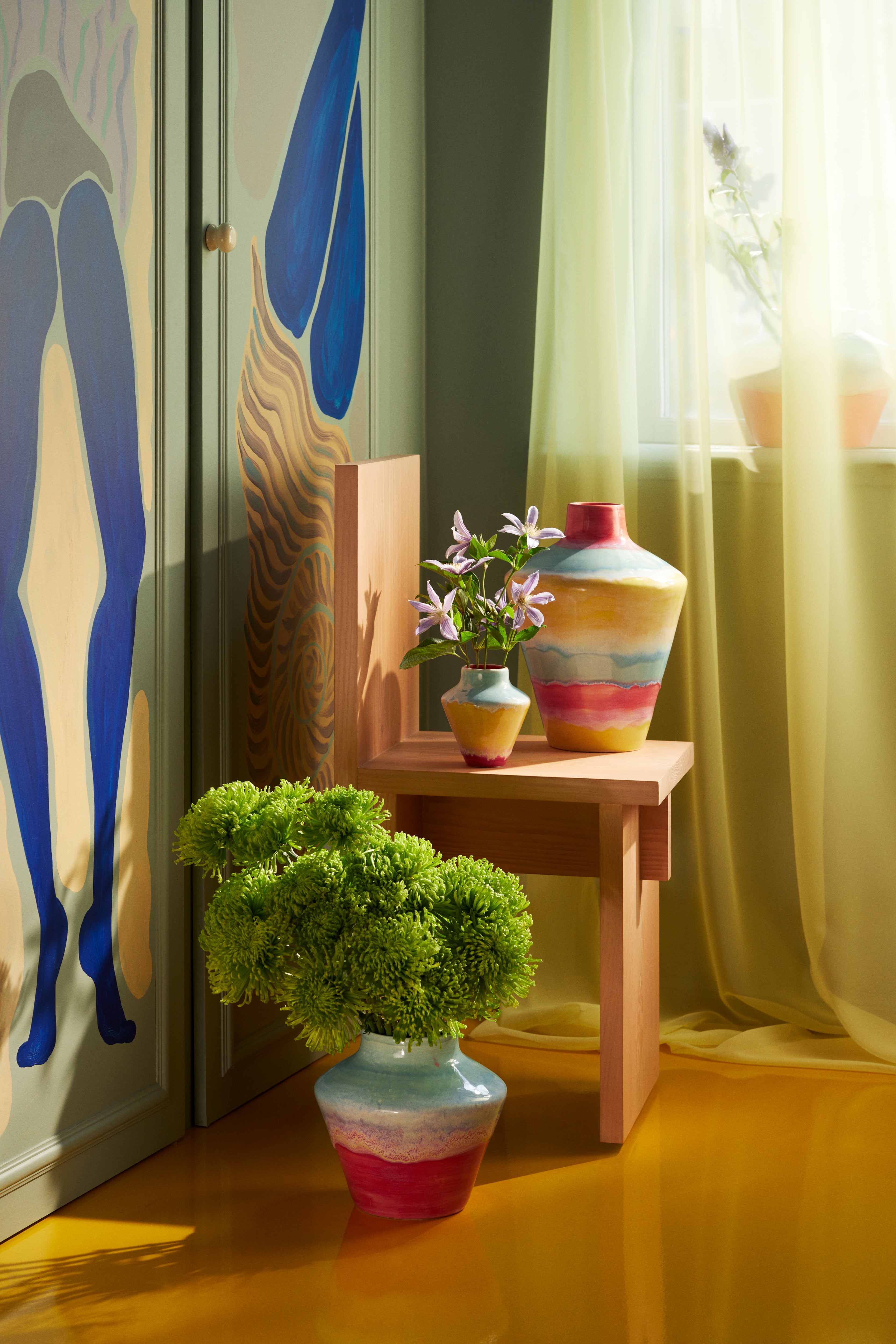 Poppery vase med æble - H32 cm.