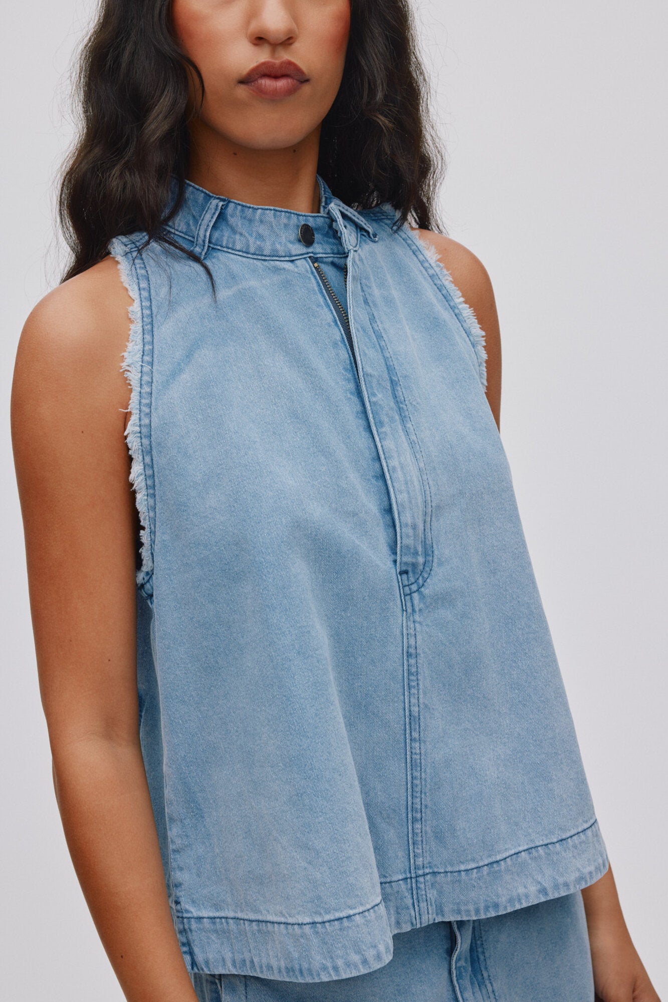 Faya Halter top - Light Washed Denim
