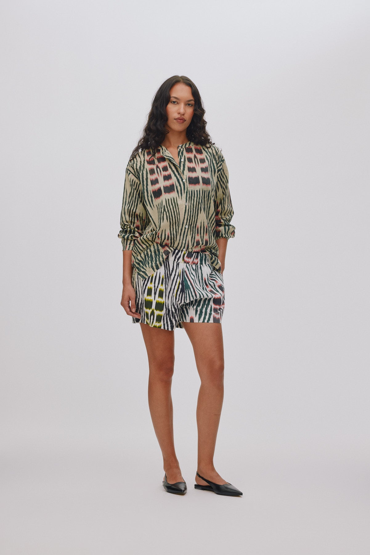 Sibyl Ikat Voile bluse - Forest Pink Sand