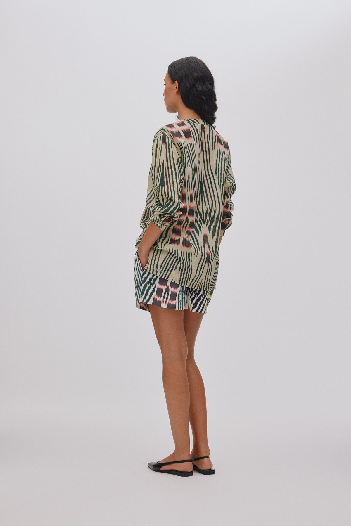 Sibyl Ikat Voile bluse - Forest Pink Sand