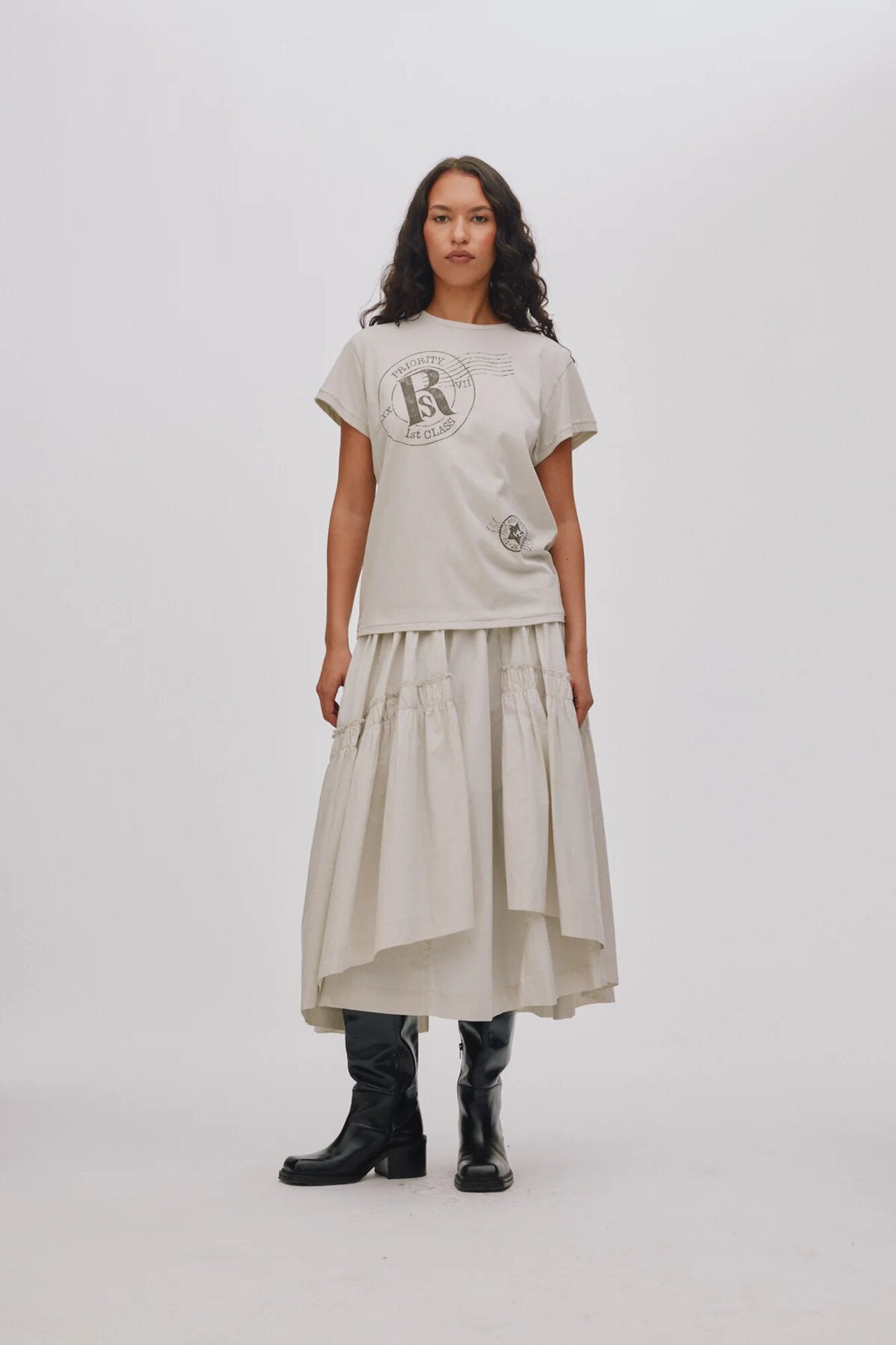 Brigida Poplin Full nederdel - Clay