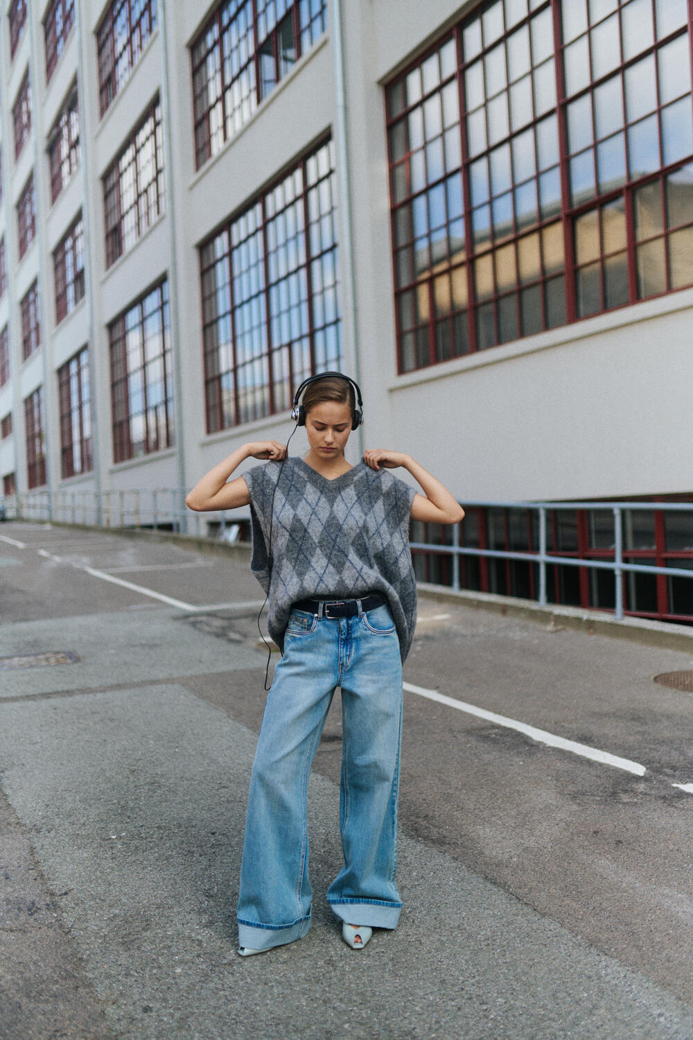 GZsasi vest - Check Dark Grey/Grey/Blue Comb