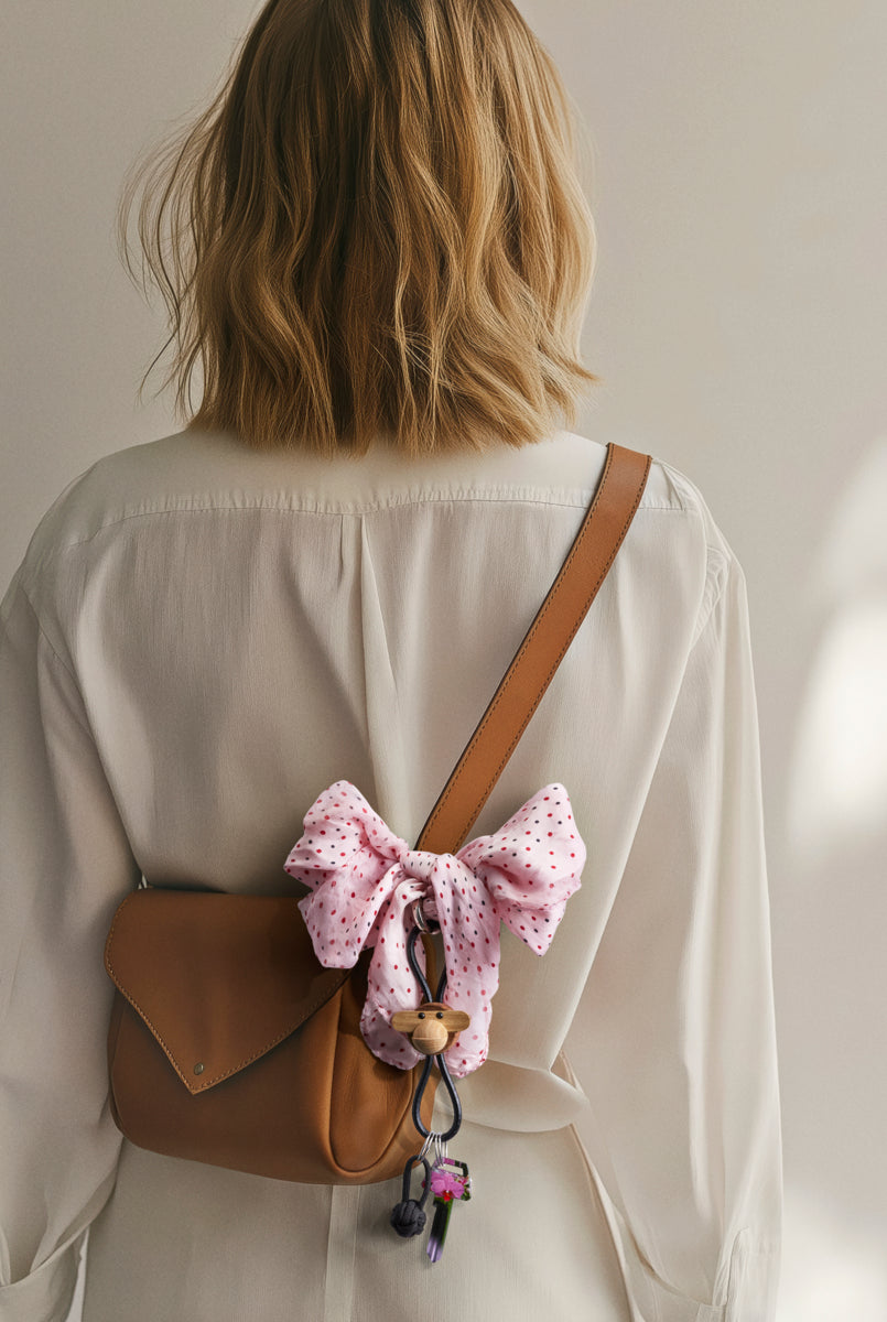 Abe nøglering - sølvfarvet/teak/limba