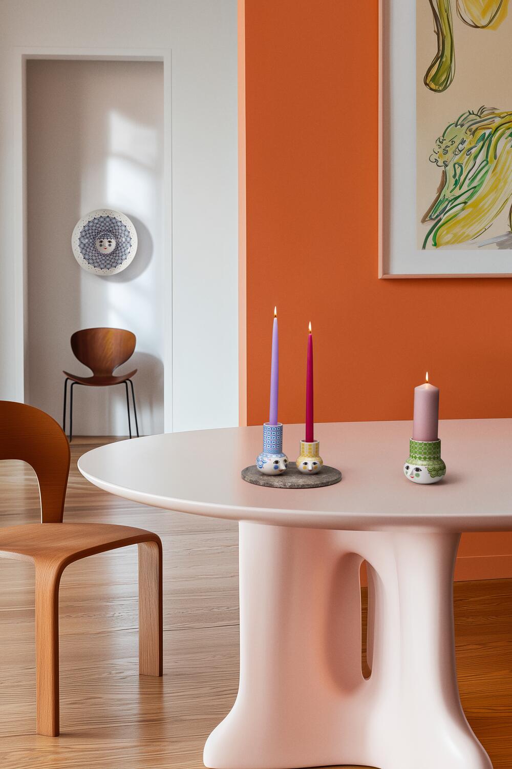 Olga lysestage, lyseblå - H14 cm