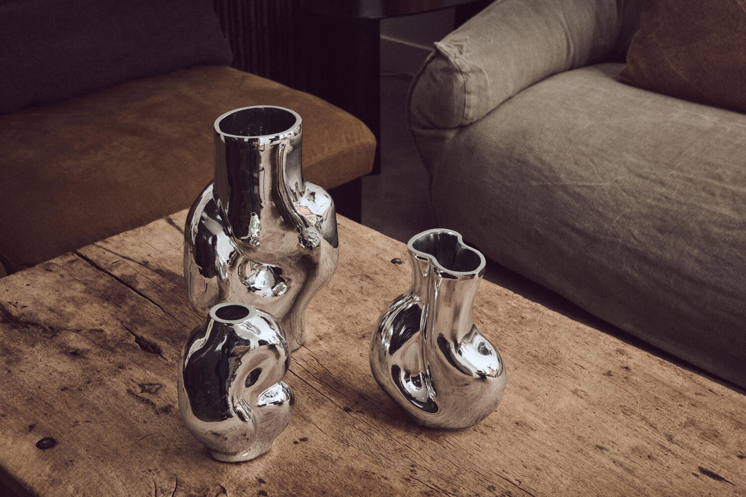 Gleam glas vase, chrome - H22 cm