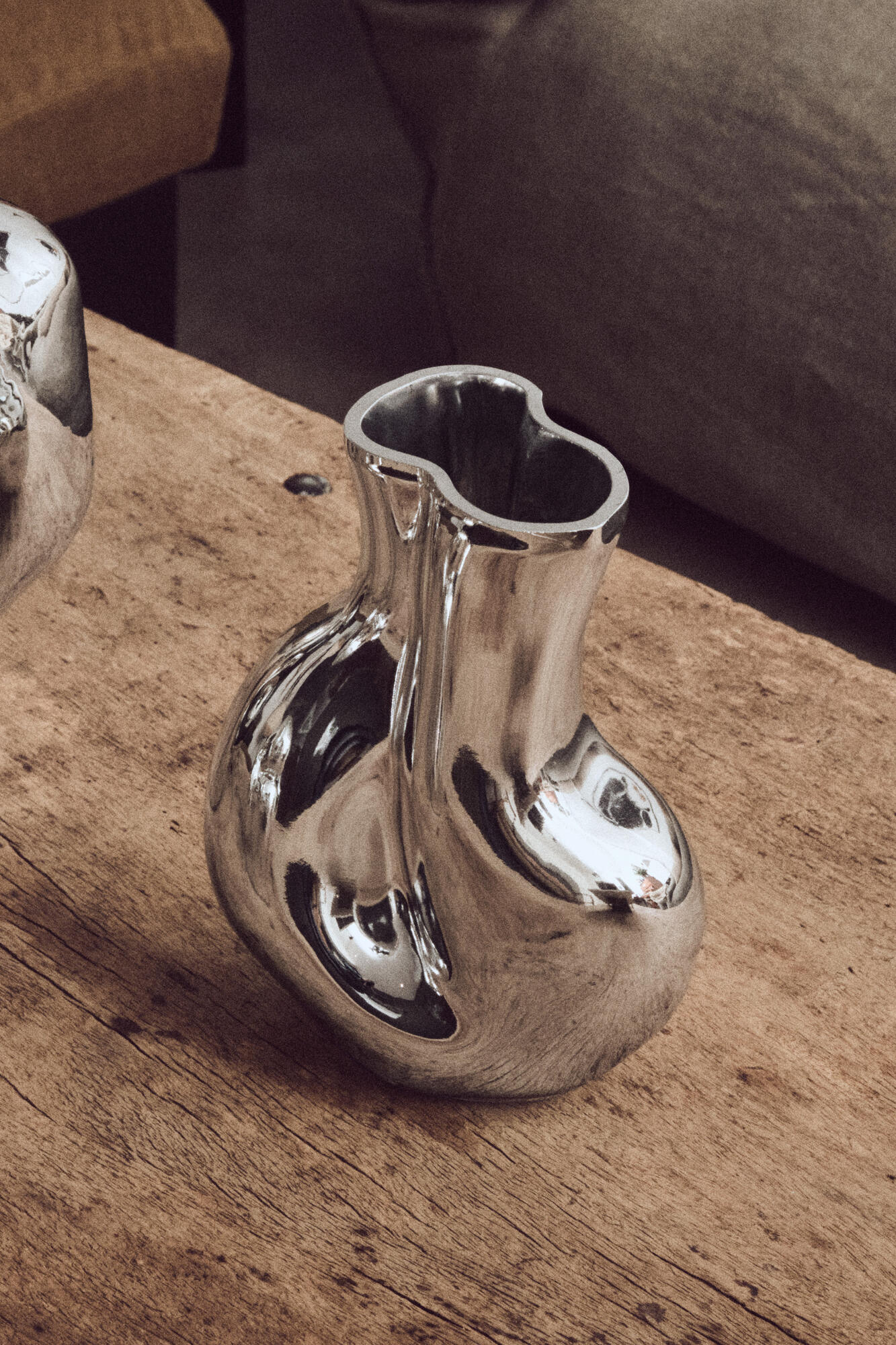 Gleam glas vase, chrome - H22 cm