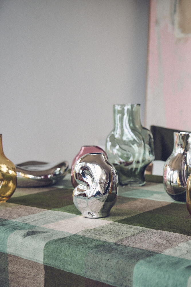 Gleam glas vase, chrome - H18 cm
