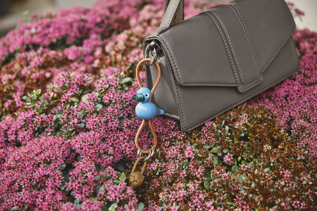 Fugl Sølvtonet nøglering - blå