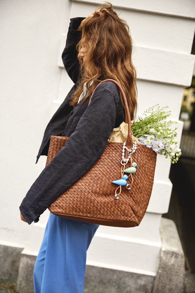 Fugl Sølvtonet nøglering - blå