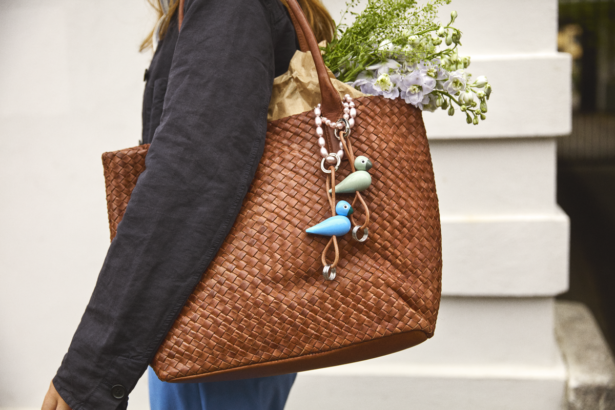 Fugl Sølvtonet nøglering - blå