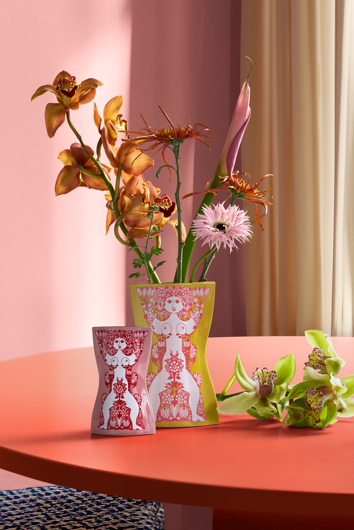 Nina vase, H16,5 cm - pink/rød