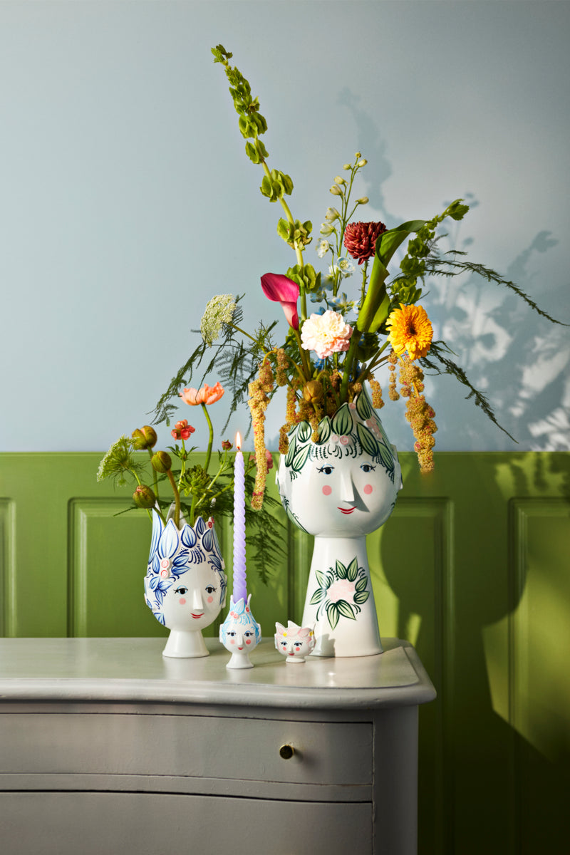 Titania kronelysestage, H11,5 cm - lyseblå