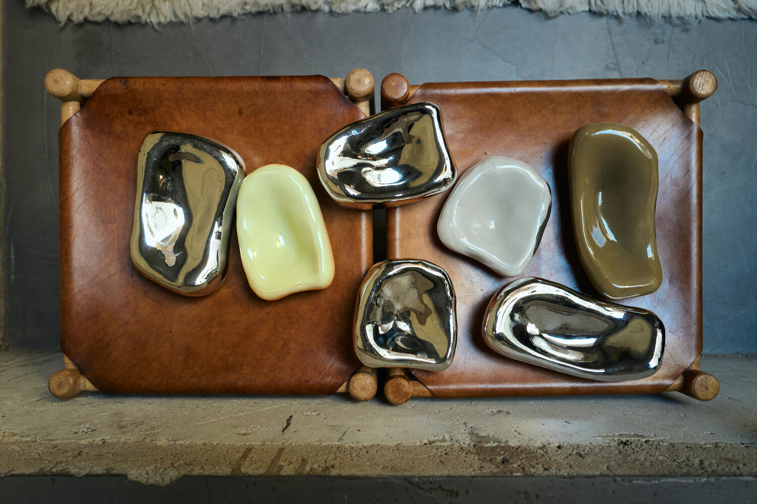 Glas vægskulptur - Cream