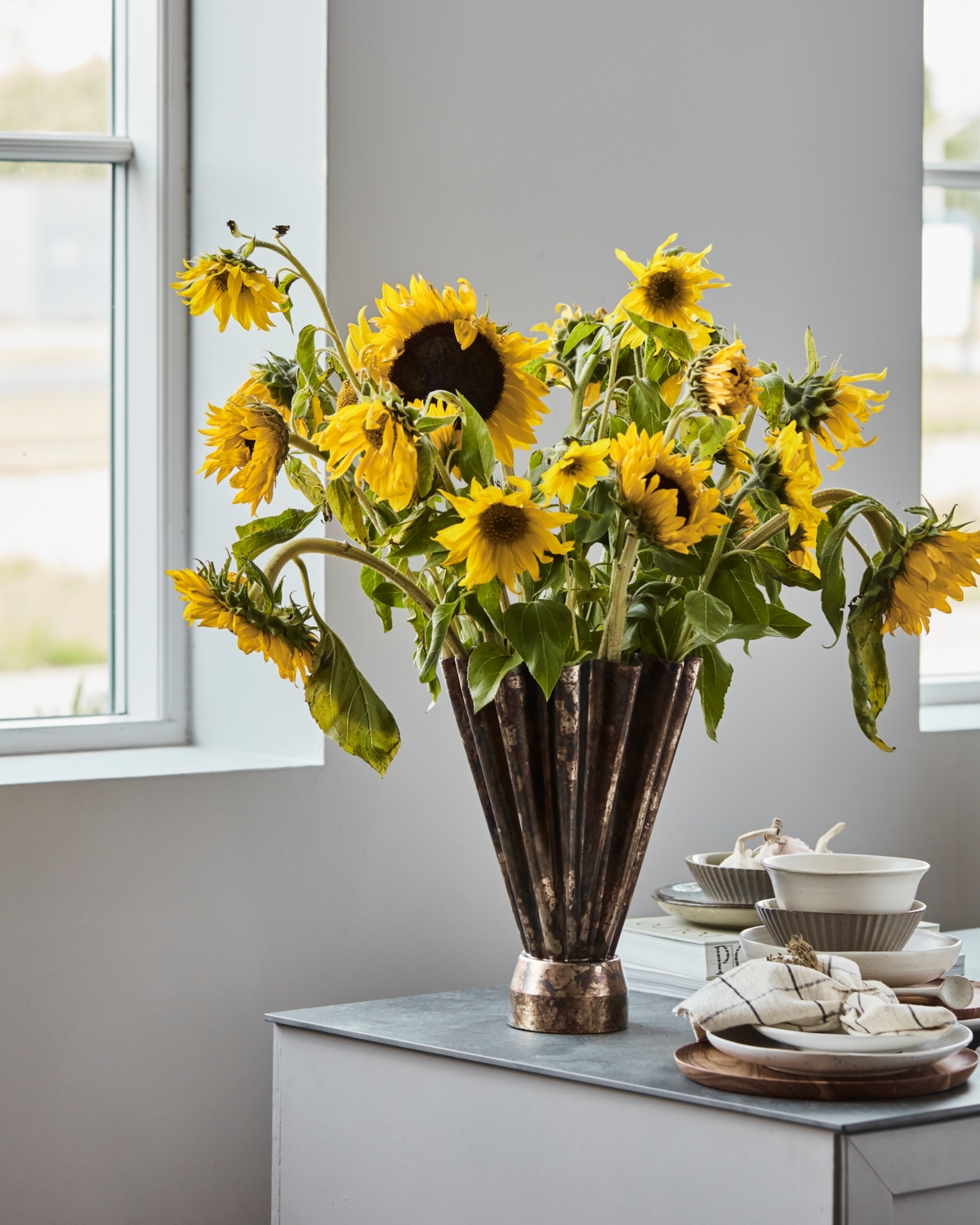 Flood vase, Antik brun - H33 cm