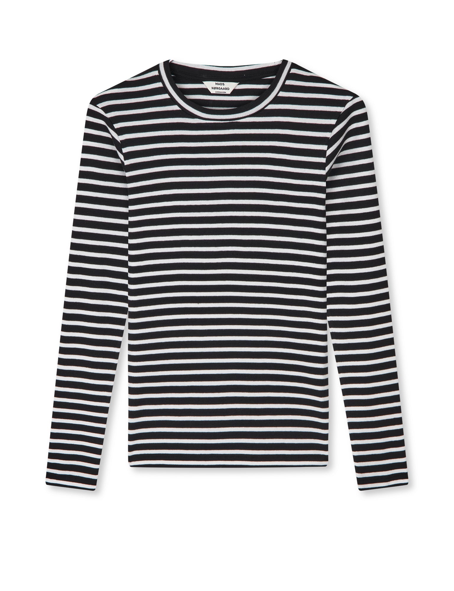 2X2 Cotton Stripe Tuba langærmet t-shirt - Black/White Alyssum
