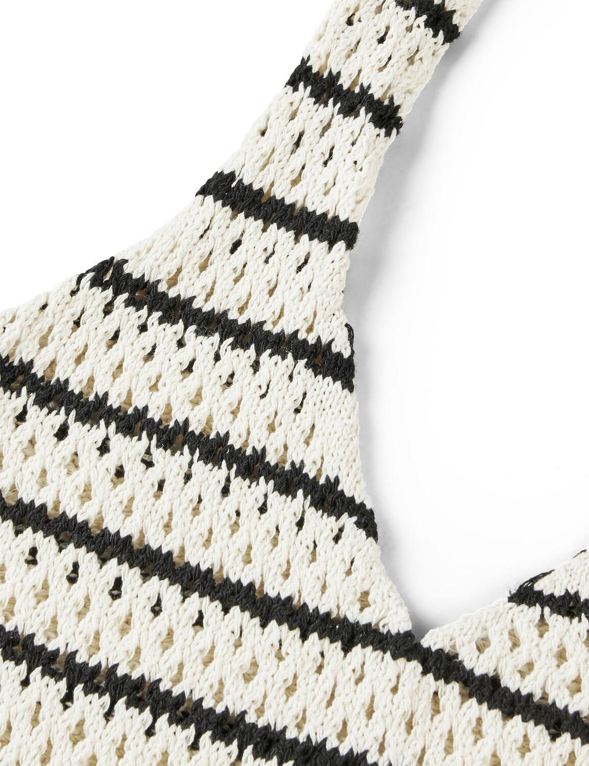 Beach Belly strikket taske - Vanilla Ice/Black