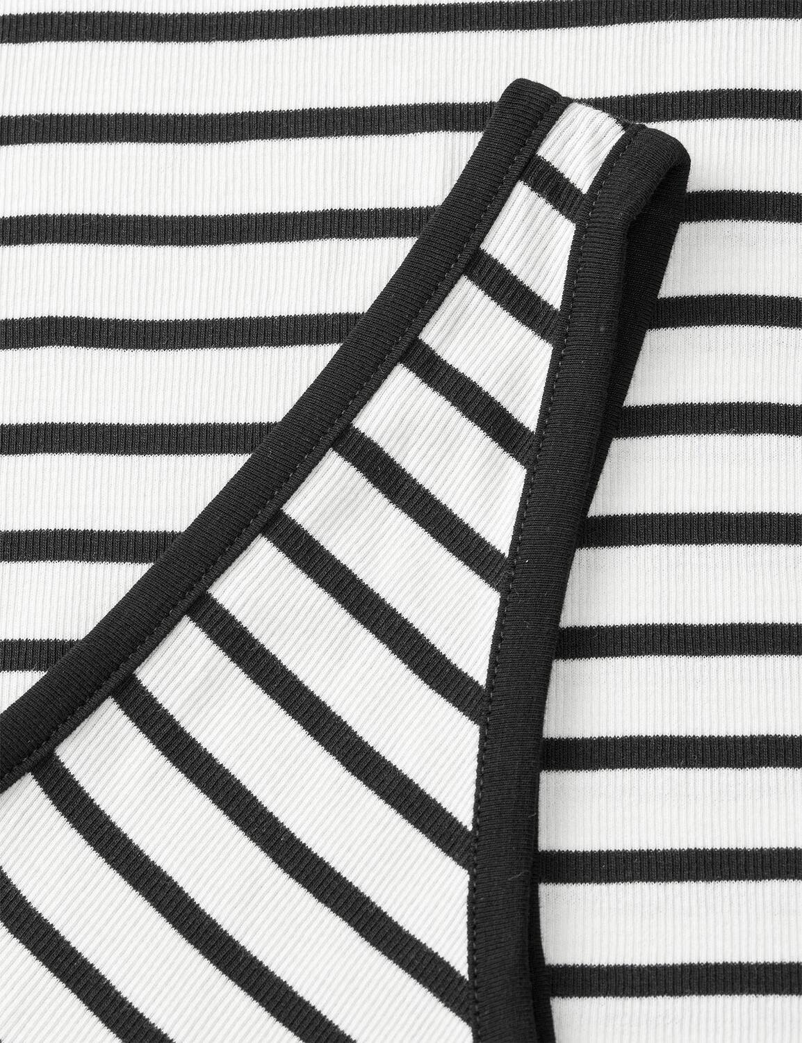 2X2 Cotton Stripe Kitty one-shoulder top - Vanilla Ice/Black