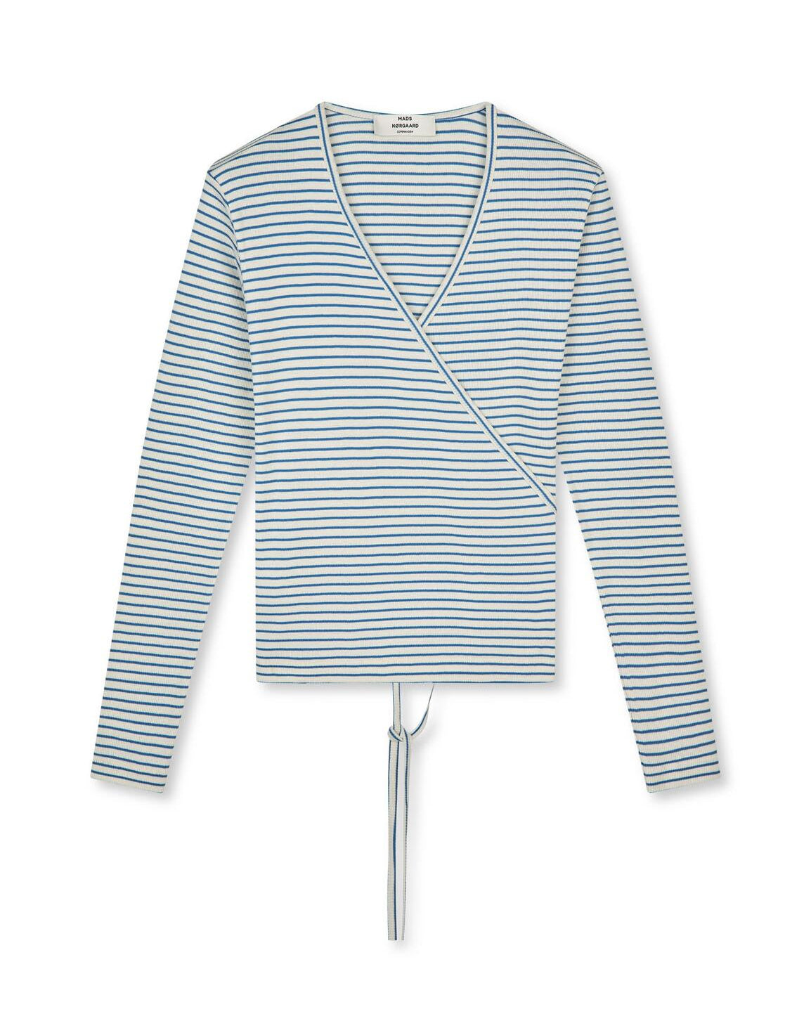 2X2 Cotton Stripe Susi langærmet t-shirt - Vanilla Ice/Bright Cobalt
