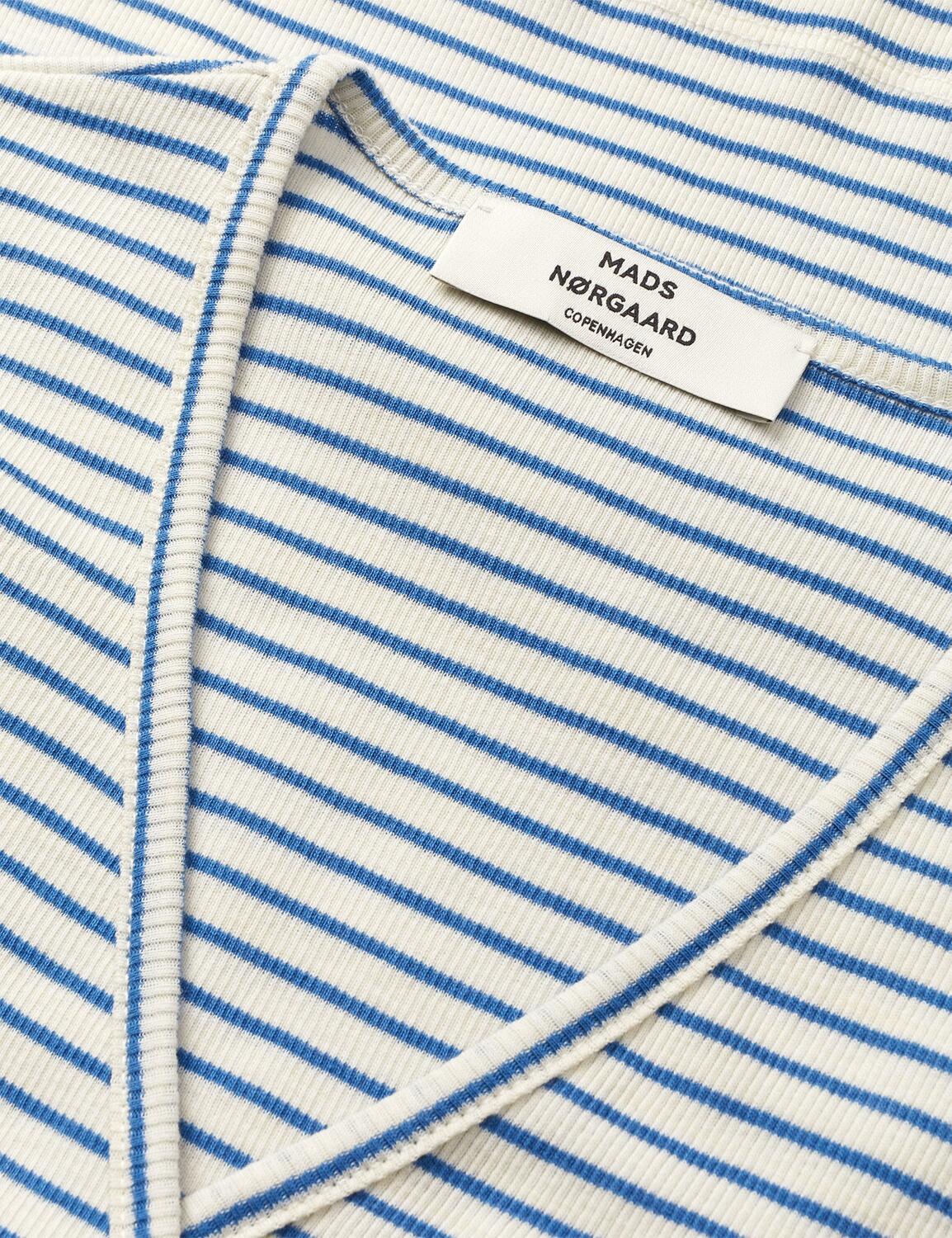 2X2 Cotton Stripe Susi langærmet t-shirt - Vanilla Ice/Bright Cobalt
