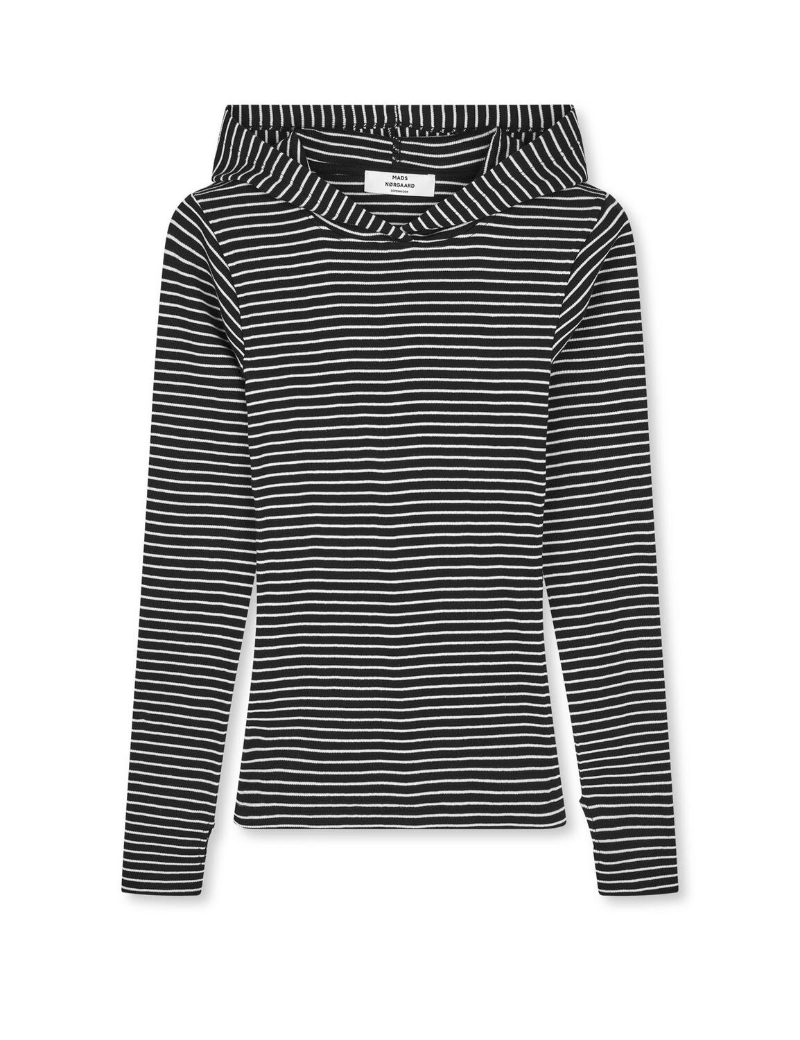 2X2 Cotton Stripe Tutti Hood langærmet t-shirt - Black/Vanilla Ice