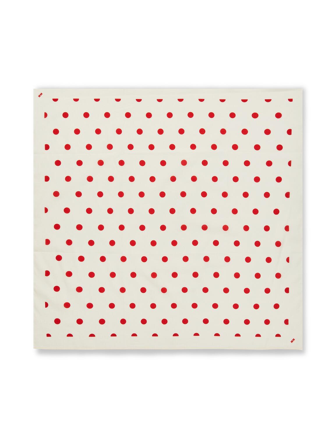 Soft Cotton Self Dot tørklæde - Dot Aop/Fiery Red