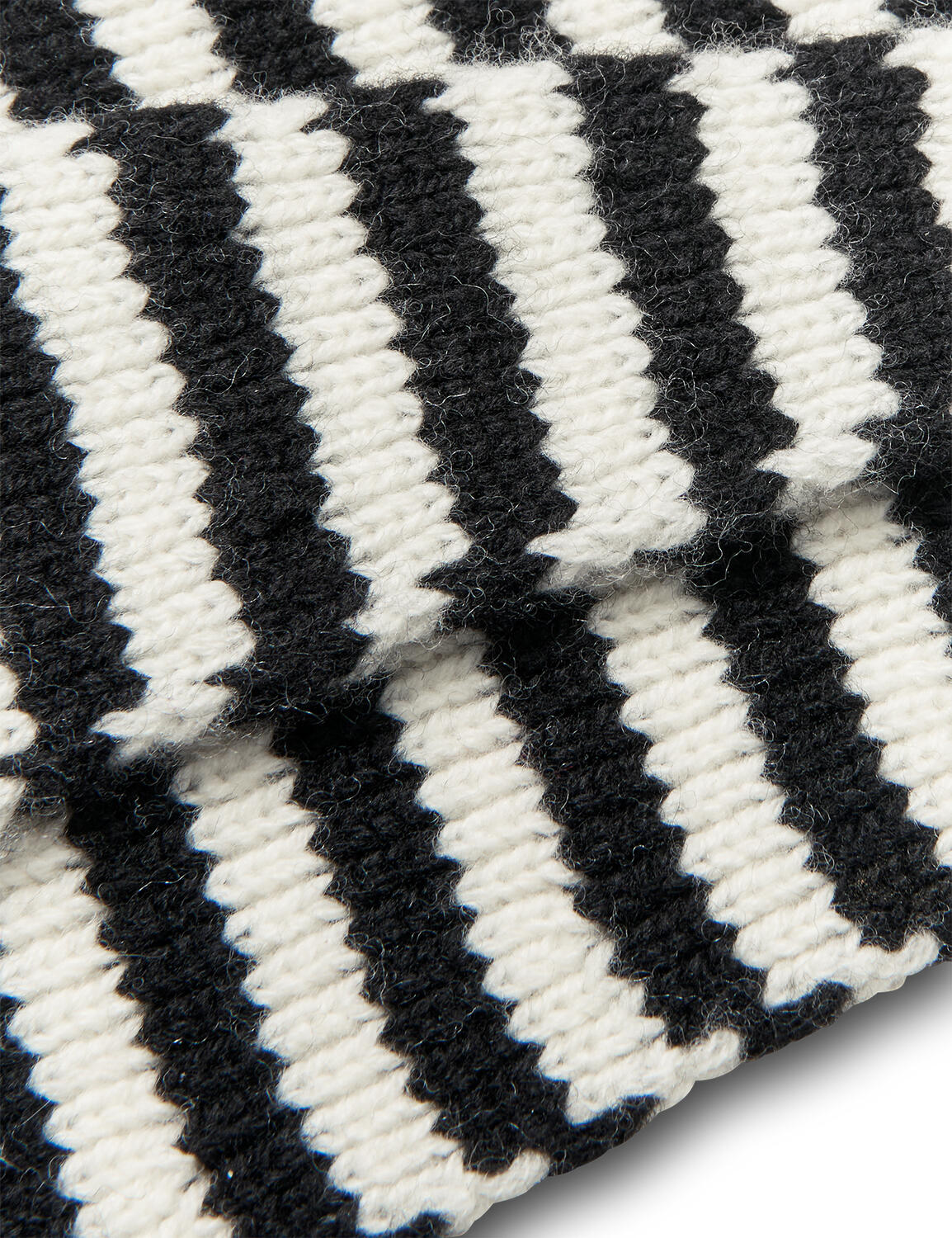 One Wool Momo Stripe tørklæde – Black/Vanilla Ice
