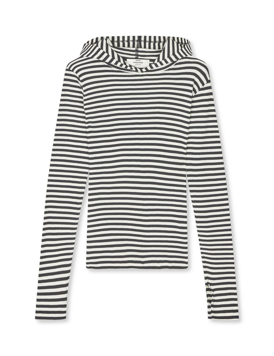 2X2 Cotton Stripe Tutti Hood langærmet t-shirt – Black/Vanilla Ice