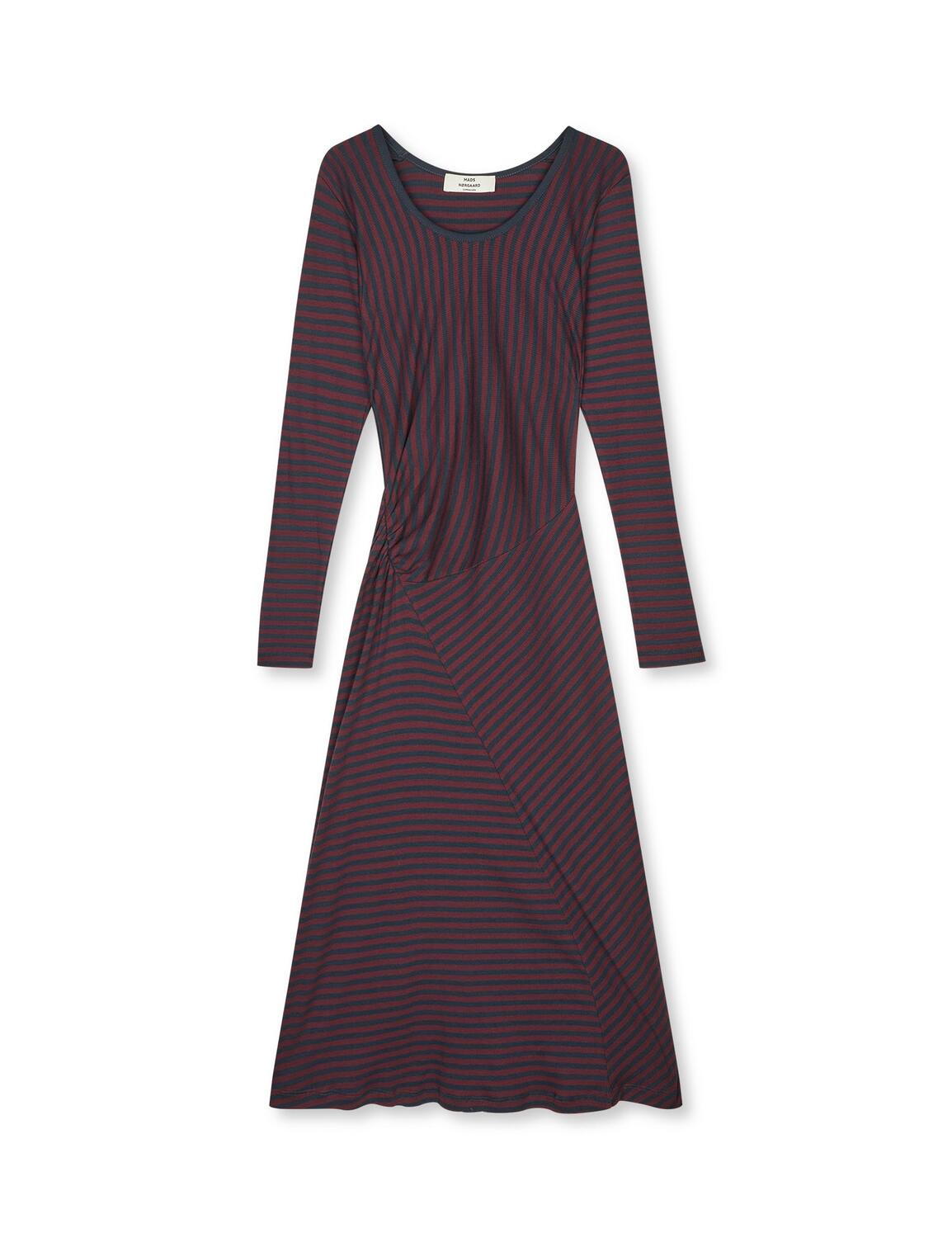 2X2 Cotton Stripe Severa midi kjole – Sky Captain/Winetasting
