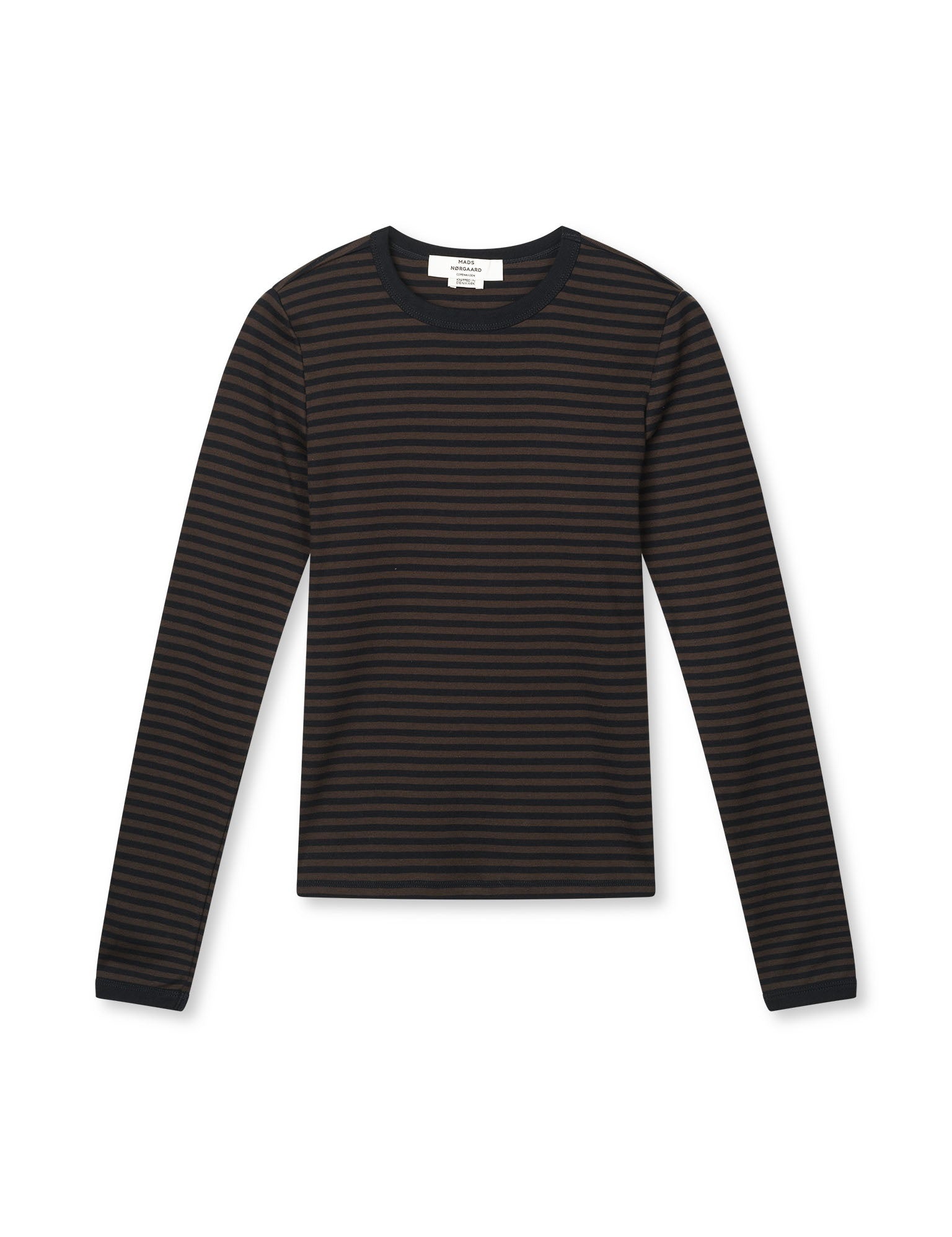 Grace Jersey Stripe Camille langærmet t-shirt – Black/Turkish Coffee