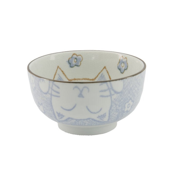 Kawaii Cat Neko Tayo skål, blå - 300 ml